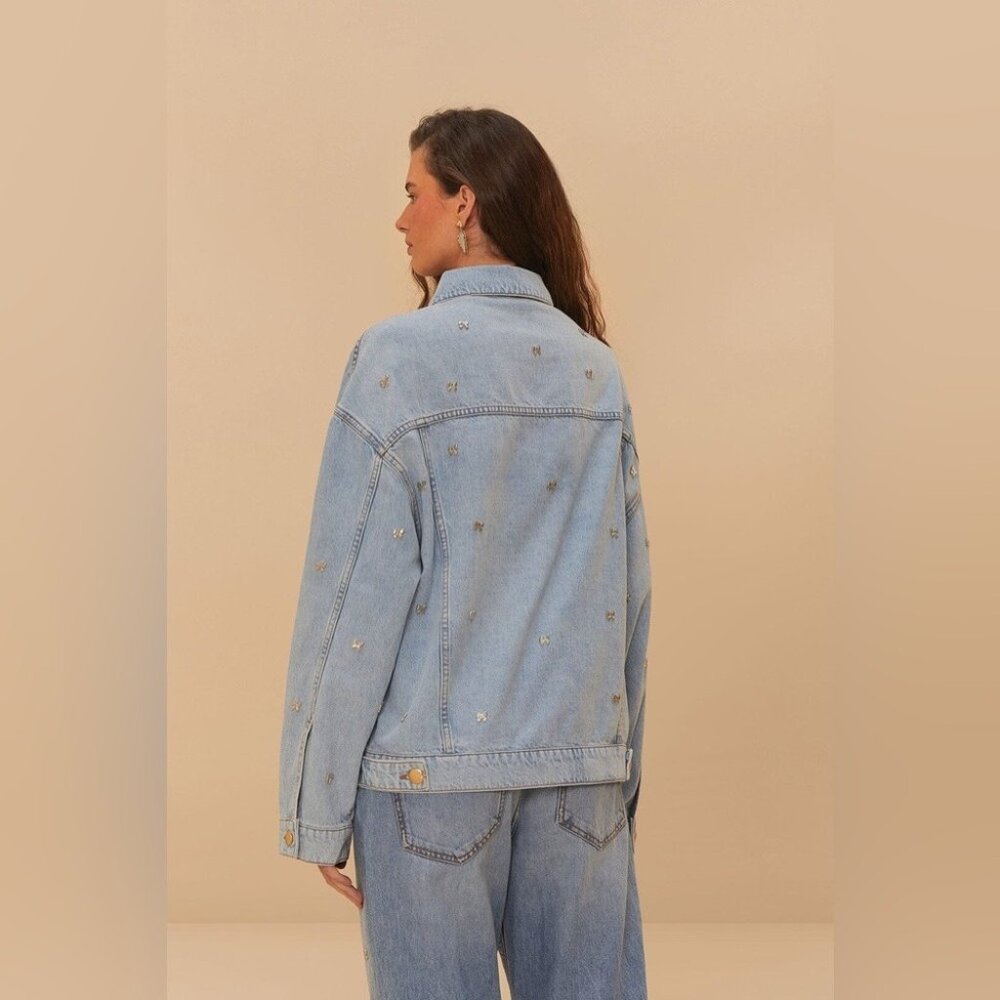 FARM Rio Bow Embroidery jacket in Denim DT - Picture 2 of 14